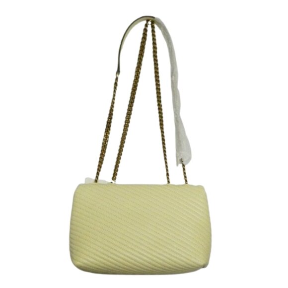 Tory Burch $548 152345 Kira Moto Quilt Small Convertible Flap Bag Lemon NWT! - Picture 8 of 8
